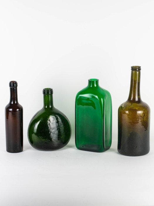 1850s Handblown - Fles (4) - Glas, Antiquités & Art, Antiquités | Verre & Cristal
