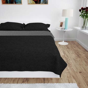 vidaXL Bedsprei dubbelzijdig 220x240 cm quilt grijs en zwart, Verzenden, Nieuw