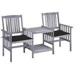 vidaXL Tuinstoelen met tafeltje en kussens massief, Tuin en Terras, Verzenden, Nieuw