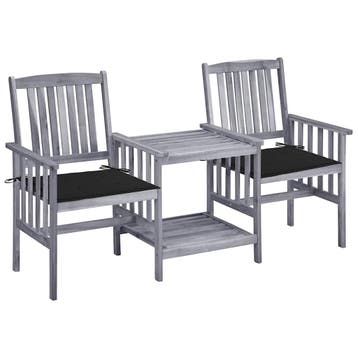 vidaXL Tuinstoelen met tafeltje en kussens massief, Verzenden, Nieuw