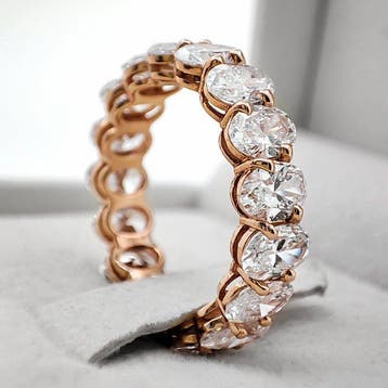 Ring - 14 karaat Roségoud - 6.41ct. tw. Diamant (Lab-grown)