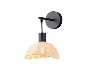 Trio CALVI wandlamp | E14 Fitting | mat zwart met natuurlijk, Verzenden, Nieuw