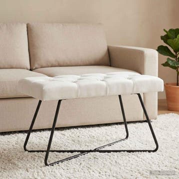 vidaXL Bank met knopen tufting Wit 80 x 40 x 46 cm Stof, Verzenden