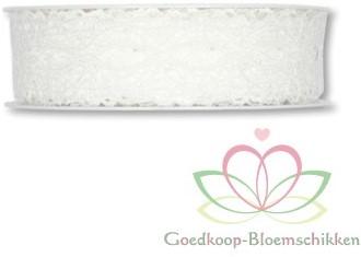 Kant lint Off White 25 mm rol 15 meter, Nieuw