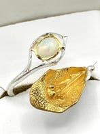 Sans prix de réserve - Bague Plaqué or, Argent Opale
