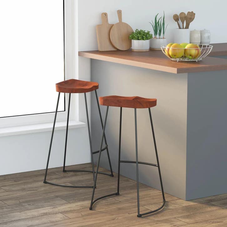 vidaXL Barkrukken 2 st Gavin 50x40x78 cm massief mangohout, Huis en Inrichting, Barkrukken, Nieuw, Verzenden