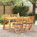vidaXL Vouwstoel 4 pcs Grijs 49 x 57,5 x 92cm Massief, Tuin en Terras, Verzenden, Nieuw