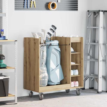 vidaXL Golfkast met wiel Effen Artisan Eiken 90 x 45 x 98 cm, Verzenden, Nieuw