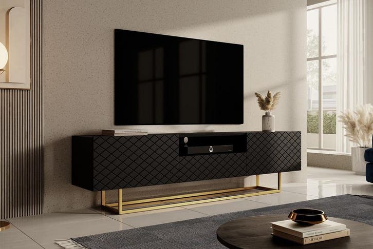 TV Meubel modern Design met frame zwart 190 x 36,8 x 51,4 cm, Auto diversen, Autogereedschap, Verzenden