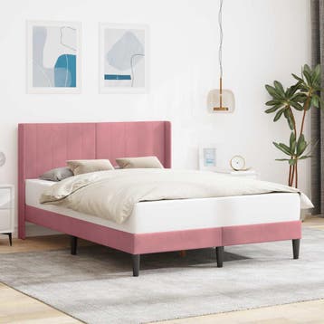 vidaXL Bedframe met hoofdeinde Roze 140 x 200 cm Fluweel, Verzenden