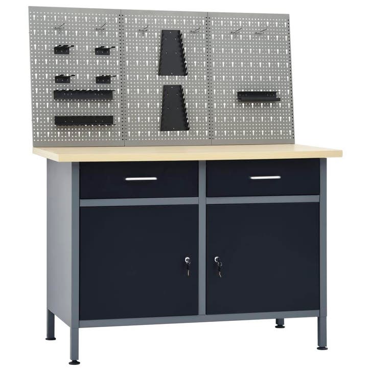 vidaXL Werkbank met 3 wandpanelen, Bricolage & Construction, Établis, Envoi