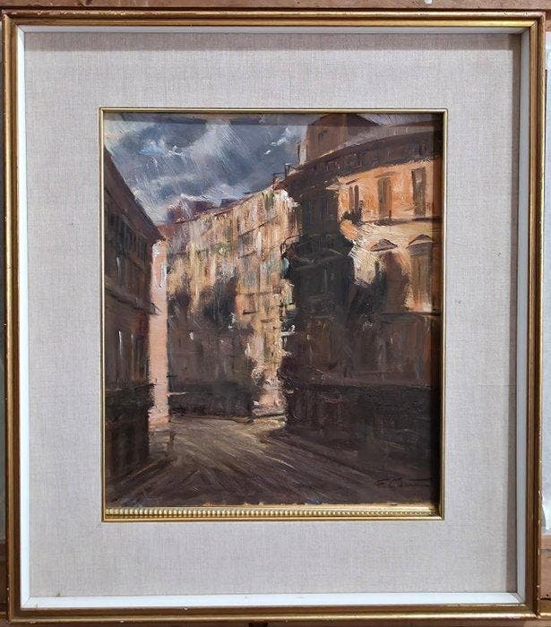 Francesco Galante (1872-1884) - Scorcio di Napoli, Antiek en Kunst, Kunst | Schilderijen | Klassiek