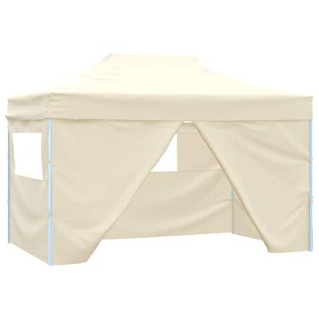 vidaXL Vouwtent pop-up met 4 zijwanden 3x4,5 m crèmewit, Verzenden