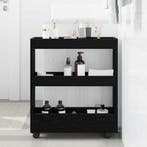 vidaXL Smalle Opslag Trolley Zwart Eiken 60 x 18 x 70 cm, Maison & Meubles, Verzenden