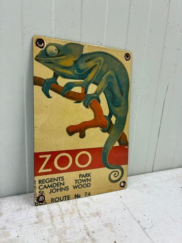 Affiche publicitaire émaillée vintage du zoo de Regent’s