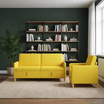 vidaXL Sofa Set Met Opslag 2 st 4-zits Licht Geel Polyester, Huis en Inrichting, Verzenden, Nieuw