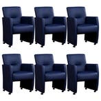 Set van 6 Leren eetkamerstoelen Pleasure - Toledo Kobalt, Ophalen of Verzenden