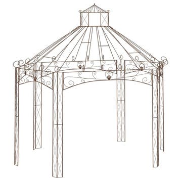vidaXL Tuinpaviljoen 400x258x378 cm ijzer antiekbruin, Tuin en Terras, Partytenten, Verzenden, Nieuw