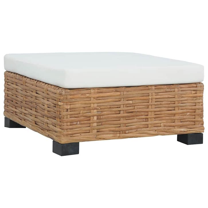 vidaXL Voetensteun met kussen natuurlijk rattan, Tuin en Terras, Tuinsets en Loungesets, Nieuw, Verzenden