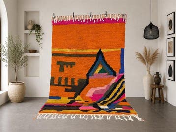 Berber, Tapis berbère Azilal – Design abstrait coloré -, Maison & Meubles