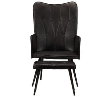 Luxe lederen fauteuil + voetensteun: Tweede kansje, OP = OP, Verzenden, Minder dan 75 cm, Nieuw, Metaal