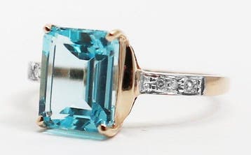 Zonder minimumprijs - Ring - 14 karaat Geel goud Topaas -, Handtassen en Accessoires, Ringen, Nieuw