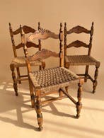 Chaise - Bois, Rotin - Un ensemble de six chaises en chêne