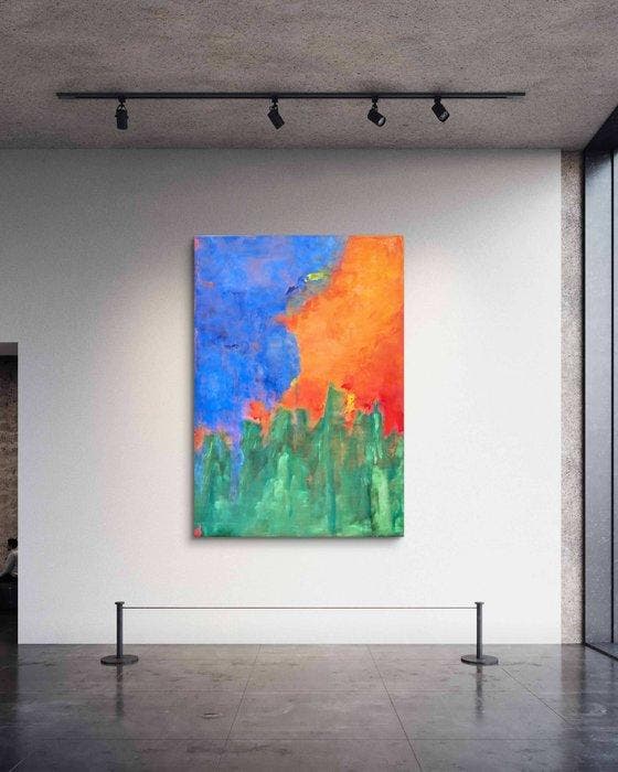 Tam Monteiro (1982, Portugal) - Burning Sky - NO Reserve -, Antiquités & Art, Art | Peinture | Moderne