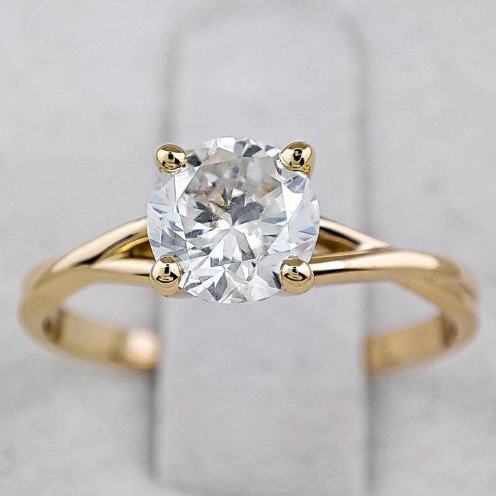 Zonder minimumprijs - Ring - 14 karaat Geel goud - 0.90ct., Bijoux, Sacs & Beauté, Bagues