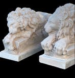sculptuur, Coppia leoni - 18 cm - Paartje leeuwen Canova -