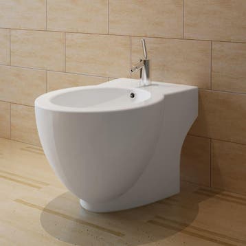 vidaXL Staand bidet rond keramiek wit, Verzenden