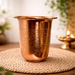 Puur koperen beker elegant gebogen met bloempatroon – 200 ml, Ophalen of Verzenden, Nieuw
