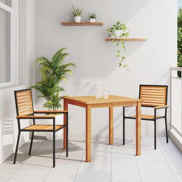vidaXL Tuin Eettafel Set 3 st Zwart Massief Acacia Hout, Verzenden, Nieuw