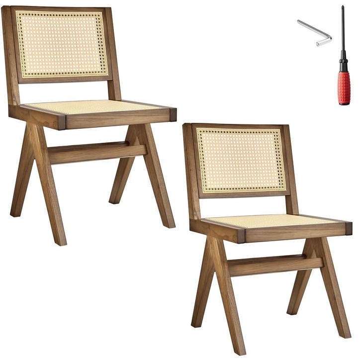 tectake Houten stoel Lizzy met Weens vlechtwerk in boho-stij, Maison & Meubles, Chaises, Envoi