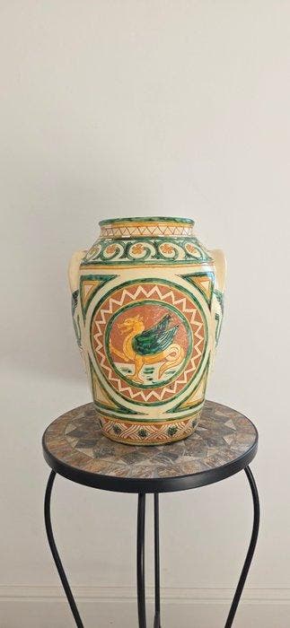 Vaas - Pisa, Italië – Handgeschilderde keramiek – 35 cm -, Antiek en Kunst