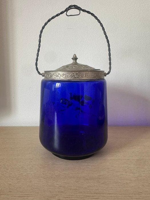 Ijsemmer - bohemien - Boheemse Blauwe Glas, Antiek en Kunst, Antiek | Glaswerk en Kristal