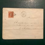 France 1849 - 1 franc Ceres Vermiljoen sur lettre de, Gestempeld