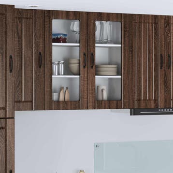 vidaXL Wandglas Kasten LUCCA Bruin eiken 80 x 31 x 80 cm, Verzenden