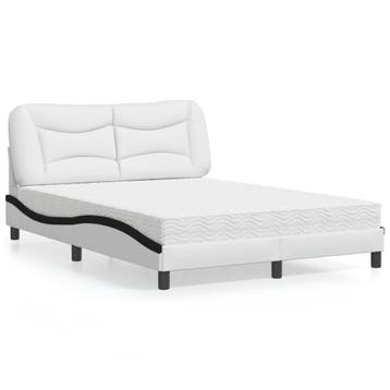 vidaXL Bed met matras Hvar kunstleer zwart en wit 120x200, Verzenden, Nieuw