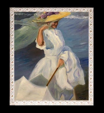 École Espagnole (XX) - Elena Sorolla se promenant sur la