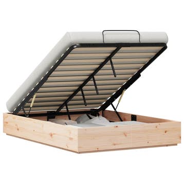 vidaXL Ottoman bedframe met opbergruimte Naturel 140 x 200, Huis en Inrichting, Slaapkamer | Bedden, Verzenden, Nieuw