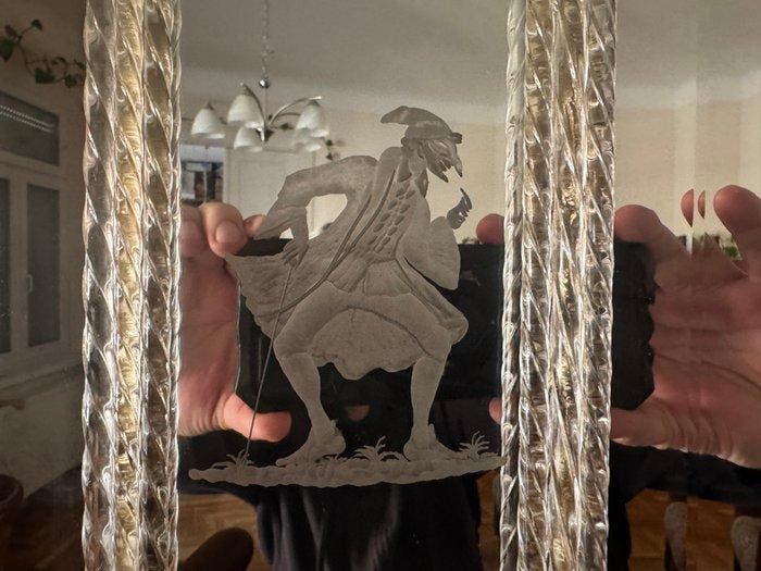 Murano - Barbini - Spiegel- Shaped mirror - Verzilverd,, Antiek en Kunst, Curiosa en Brocante