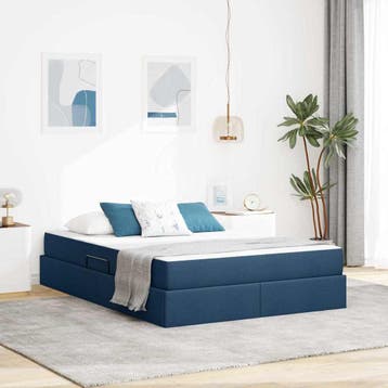 vidaXL Opbergbed met matras met matras Blauw 140 x 200 cm, Verzenden, Nieuw