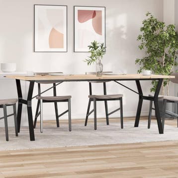 vidaXL Eettafel Y-frame 200x100x75,5 cm grenenhout en staal, Verzenden, Nieuw