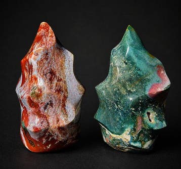 Ocean Jasper Flame Pair – Dégradé de couleur du rouge au