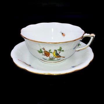 Herend - Exquisite Tea Cup and Saucer (2 pcs) - Largest Size