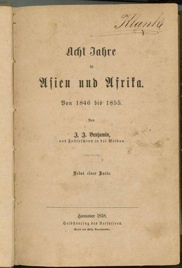 Israel (Joseph) Benjamin - Acht Jahre in Asien und Afrika., Antiquités & Art