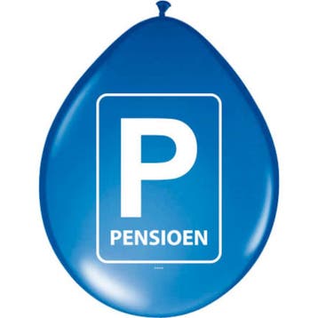 Pensioen Ballonnen 30cm 8st, Hobby en Vrije tijd, Feestartikelen, Verzenden, Nieuw