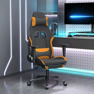 vidaXL Massage gamestoel met voetensteun stof zwart en, Verzenden
