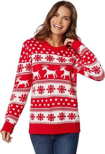 2dekans | Dressforfun Kersttrui wintertoverpracht rood-wit, Diversen, Ophalen of Verzenden, Nieuw
